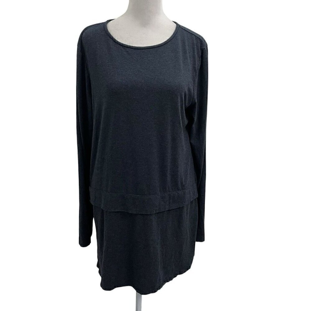Cut Loose Layered Tunic Top Knit Long Sleeve Lagenlook Navy Blue size Medium